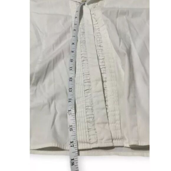 Lafayette 148 New York White Blouse Button Down Pleated Blouse Top Size 4 - Picture 3 of 5